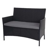 POLY-RATTAN GARTENBANK Anthrazit, Grau - Anthrazit/Grau, Kunststoff (106/83/60cm) - MCW
