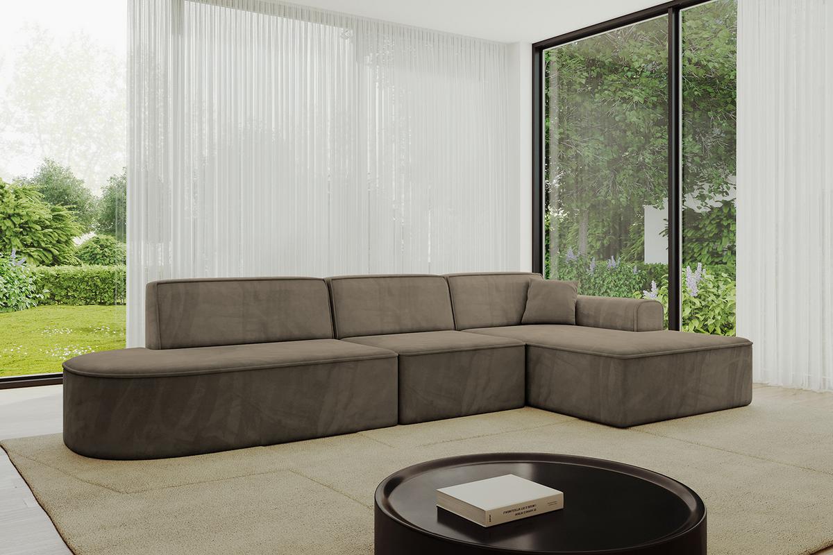 ECKSOFA Ottomane Rechts IREA-L2-v3 - 328x171x79 cm Braun - Braun, Holzwerkstoff/Textil (171/328cm) - ALTDECOR