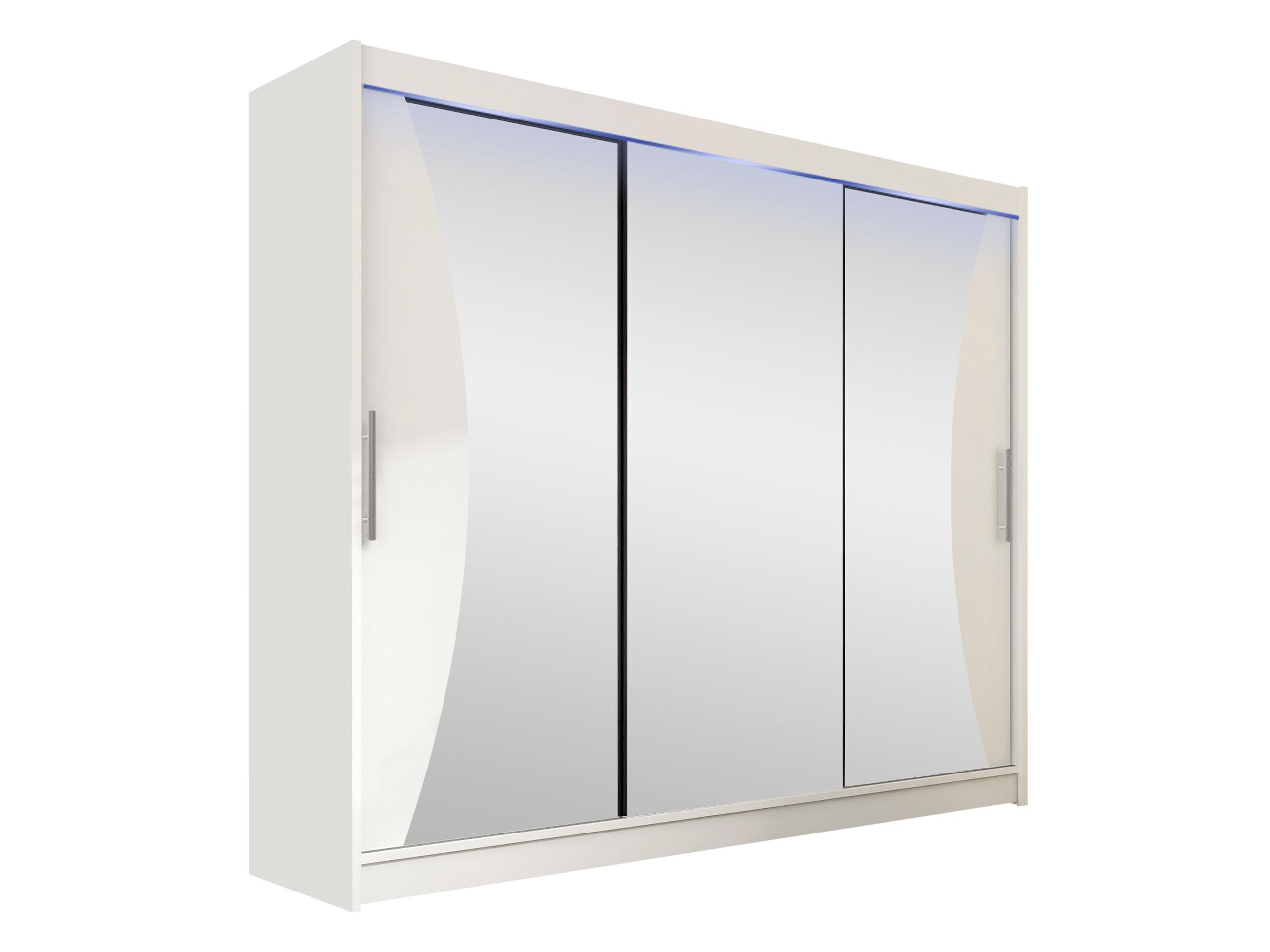 KLEIDERSCHRANK Aston IV, mit RGB LED Beleuchtung - Silberfarben/Weiß, Holzwerkstoff/Kunststoff (250/215/58cm) - MIRJAN24