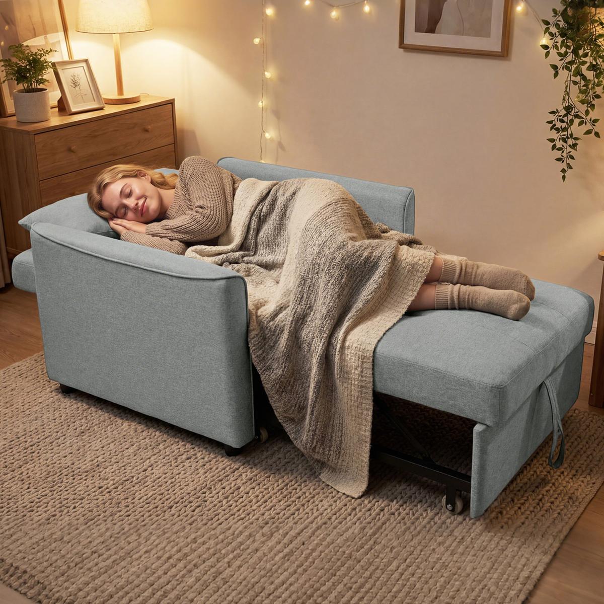 SCHLAFSESSEL Polyester Schaumstoff Grau - Grau, Textil (68/45.5/187cm) - HOMCOM