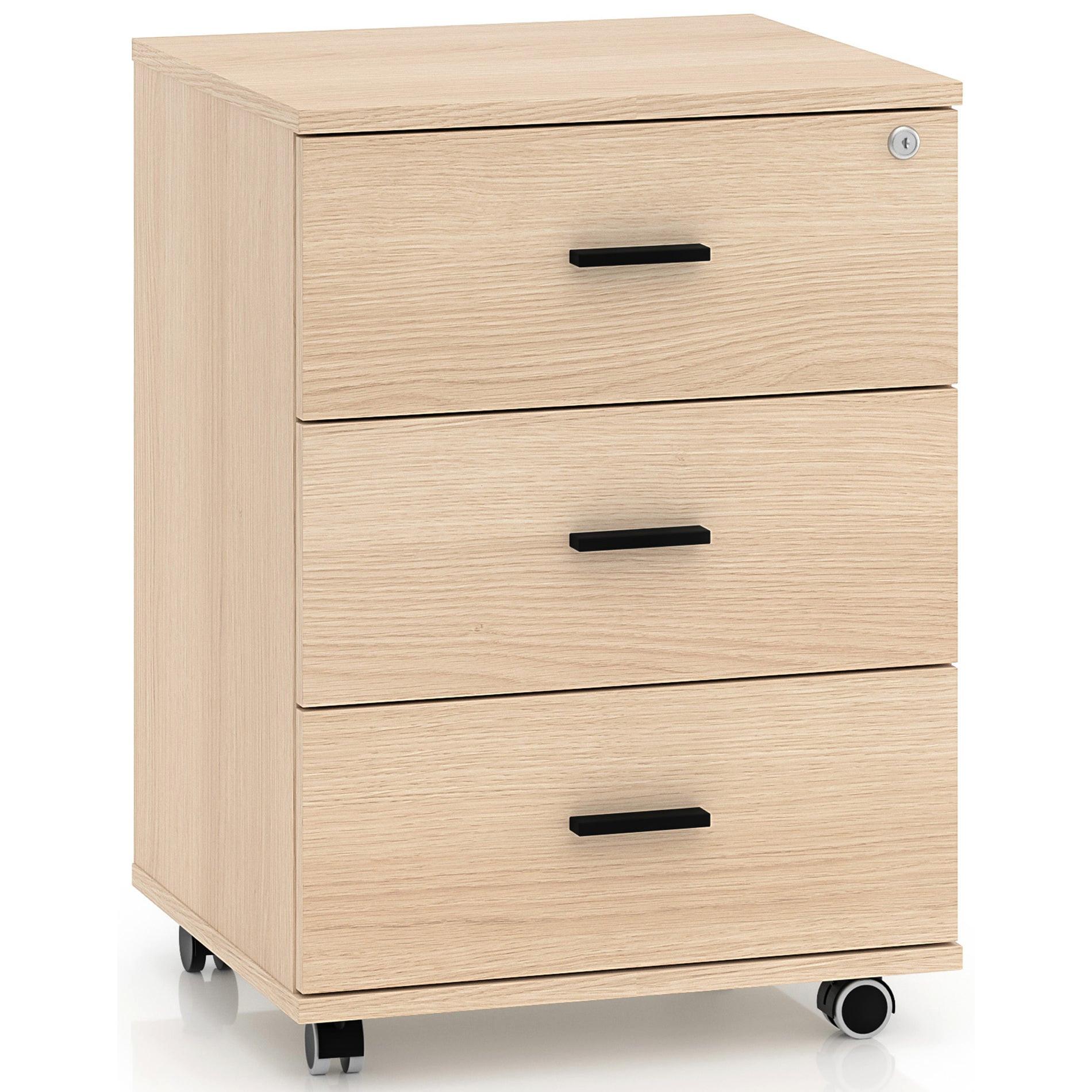 ROLLCONTAINER Odelis mit 3 Schubladen 46 cm - Beige/Schwarz, Holzwerkstoff (46/64/41cm) - Selsey
