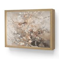 WANDLEUCHTE MIT AKKU Mandelblüte - Kunst - Van Gogh - Beige - Abstrakt 40x30 cm - Graubraun, Holzwerkstoff (40/30/8cm) - OnlyWow