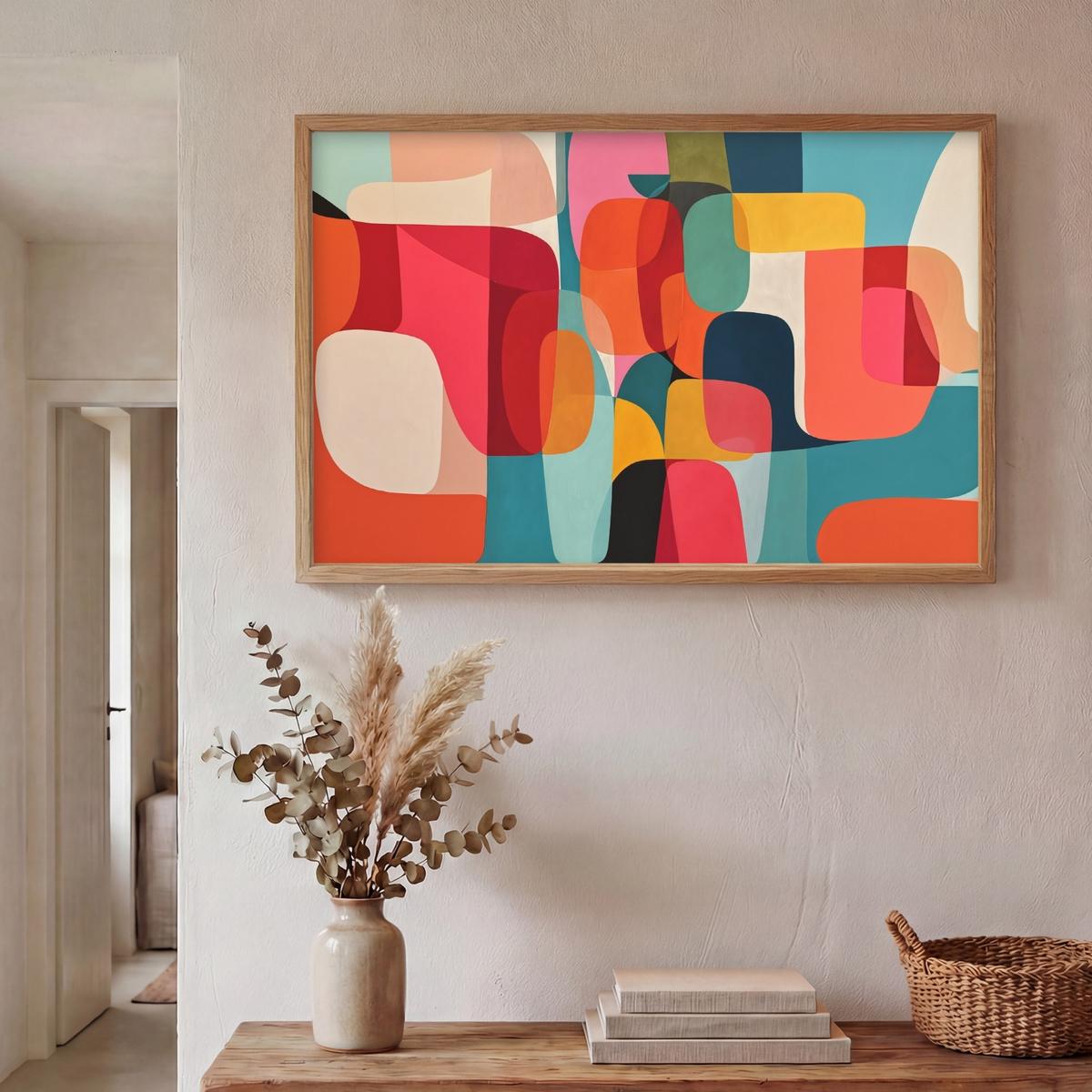 WANDLEUCHTE MIT AKKU Formen - Bunt - Abstrakt - Flugzeuge 100x70 cm - Multicolor, Holzwerkstoff (100/70/8cm) - OnlyWow
