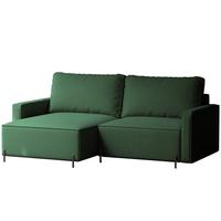 ECKSOFA LEO Links, mit Schlaffunktion und Bettkasten, Grün - Grün, Textil/Metall (229/148cm) - Idohome