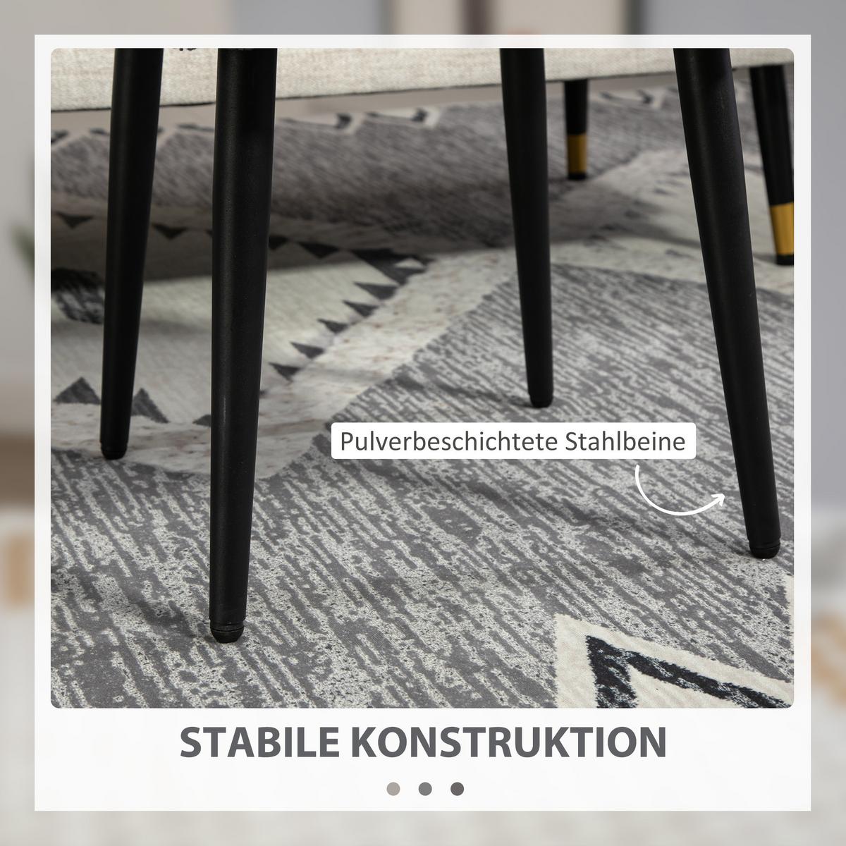 FUSSHOCKER Sitzhocker Quadratischer Schminkhocker mit Kaschmir-Optik, Stahlbeine - Dunkelgrau, Kunststoff (42/44/42cm) - HOMCOM