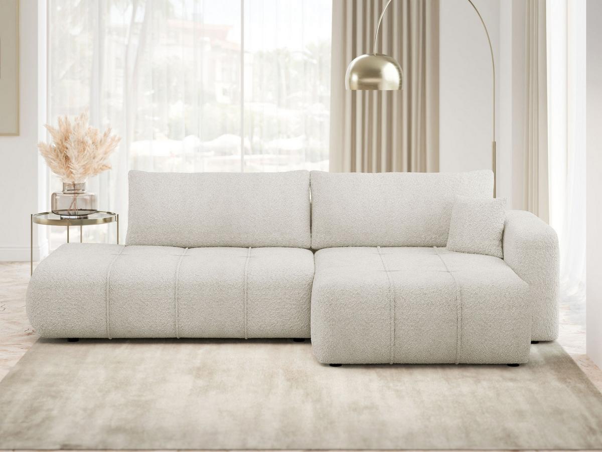 ECKSOFA Furyn O Boucle, Seite: Rechts - Schwarz/Naturfarben, Holzwerkstoff/Kunststoff (262/145cm) - MIRJAN24