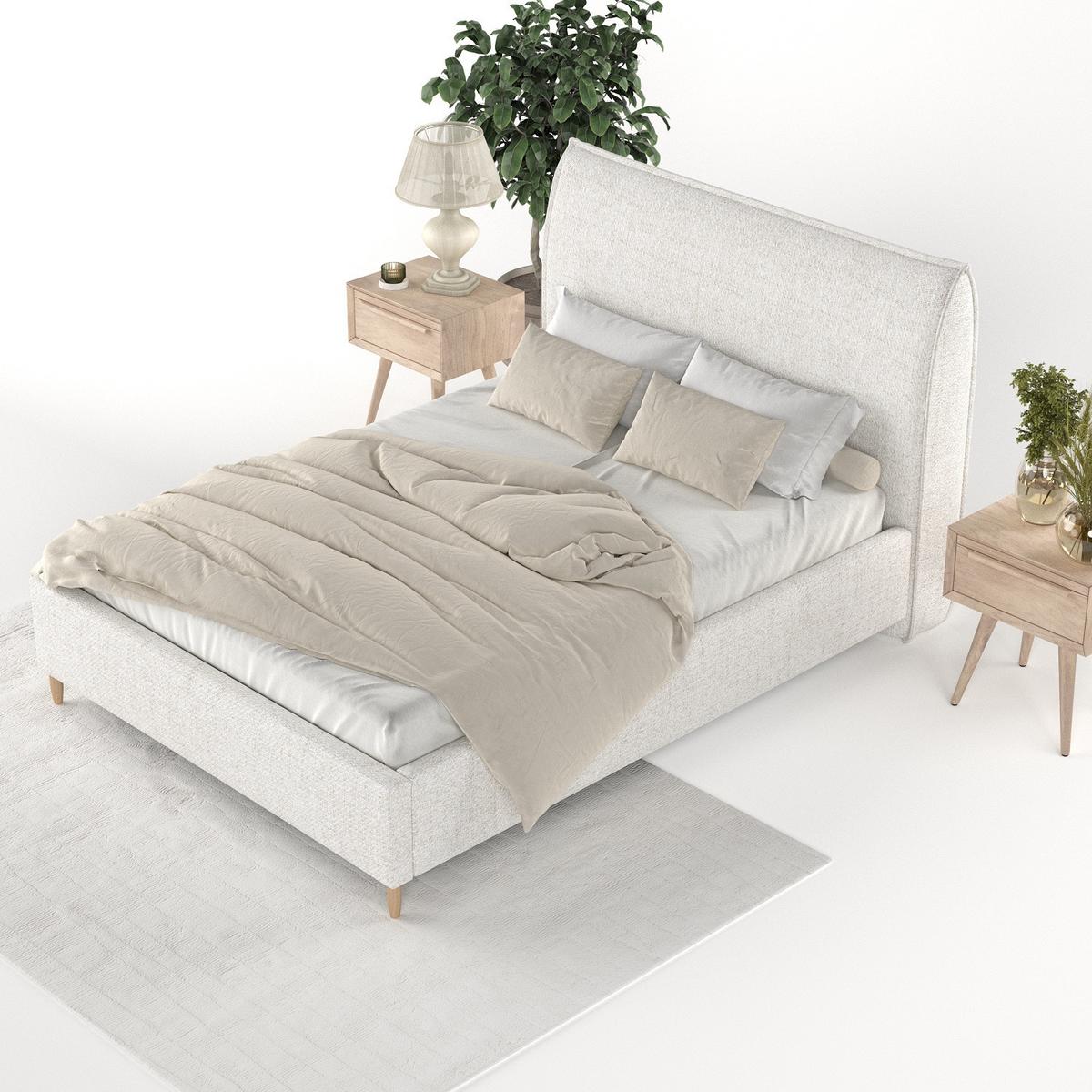 POLSTERBETT Mira 120/200 cm Creme im Neve Stoff - Creme/Naturfarben, Holz/Holzwerkstoff (120/200cm) - AltaBeds