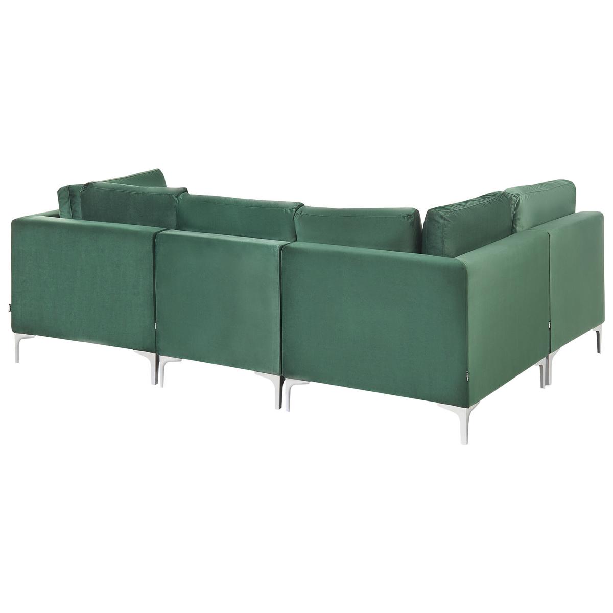 ECKSOFA Modul 4-Sitzer linksseitig Grün Samtstoff Evja - Grün, Textil (235/150cm) - Beliani