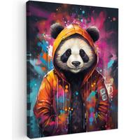 LEINWANDBILD Panda - Jacke - Graffiti - Orange Room Decor 30x40 cm - Orange, Textil (30/40cm) - MuchoWow