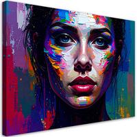 LEINWANDBILD Porträt eines Frauengesichts Abstrakt 60x40cm - Multicolor, Textil (60/40cm) - Feeby