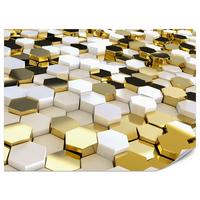 FOTOTAPETE für Büro Futuristisch Goldene Hexagone Formen Geometrie 350x256 - Gelb/Goldfarben, Papier (350/256cm) - Muralo