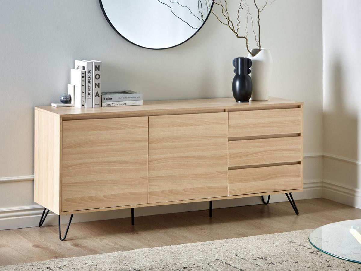 SIDEBOARD mit 2 Türen Hellbraun Cardigan - Hellbraun, Holzwerkstoff (160/70/40cm) - Beliani