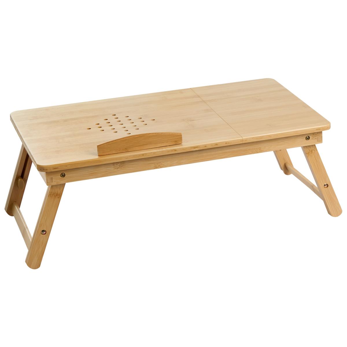KLAPPBARER Laptoptisch Hellbraun 57/35 cm Orge - Hellbraun/Braun, Holz (35/57/21cm) - Beliani