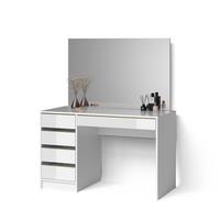 SCHMINKTISCH Imola Weiß/Gold 120 cm mit Spiegel - Goldfarben/Weiß, Holzwerkstoff (120/75/55cm) - Livinity®