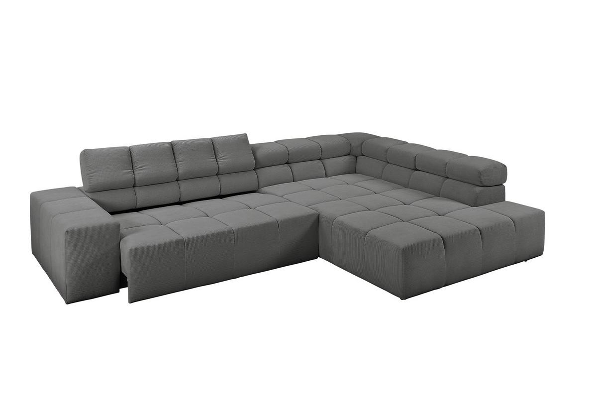 ECKSOFA MIT MOTORISCHEM SITZVORZUG NEVADA Anthrazit Cord Relaxfunktion - Anthrazit/Schwarz, Kunststoff/Textil (319/215cm) - KAWOLA