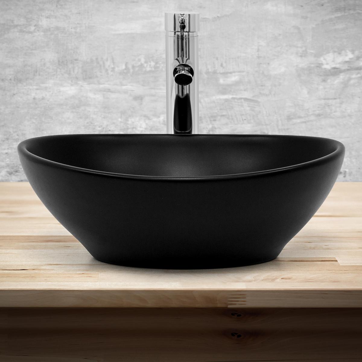 WASCHBECKEN - Schwarz, Keramik (14.5/33.5/41cm) - ML-DESIGN