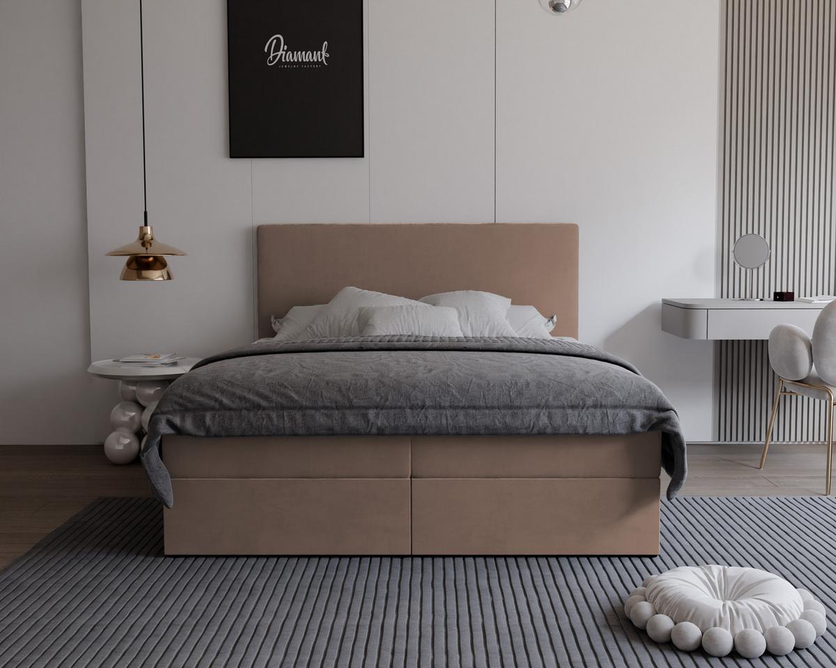 BOXBETT GIULIA 140/200 cm mit Matratze und Topper, Hellbraun - Hellbraun, Textil (140/200cm) - Idohome