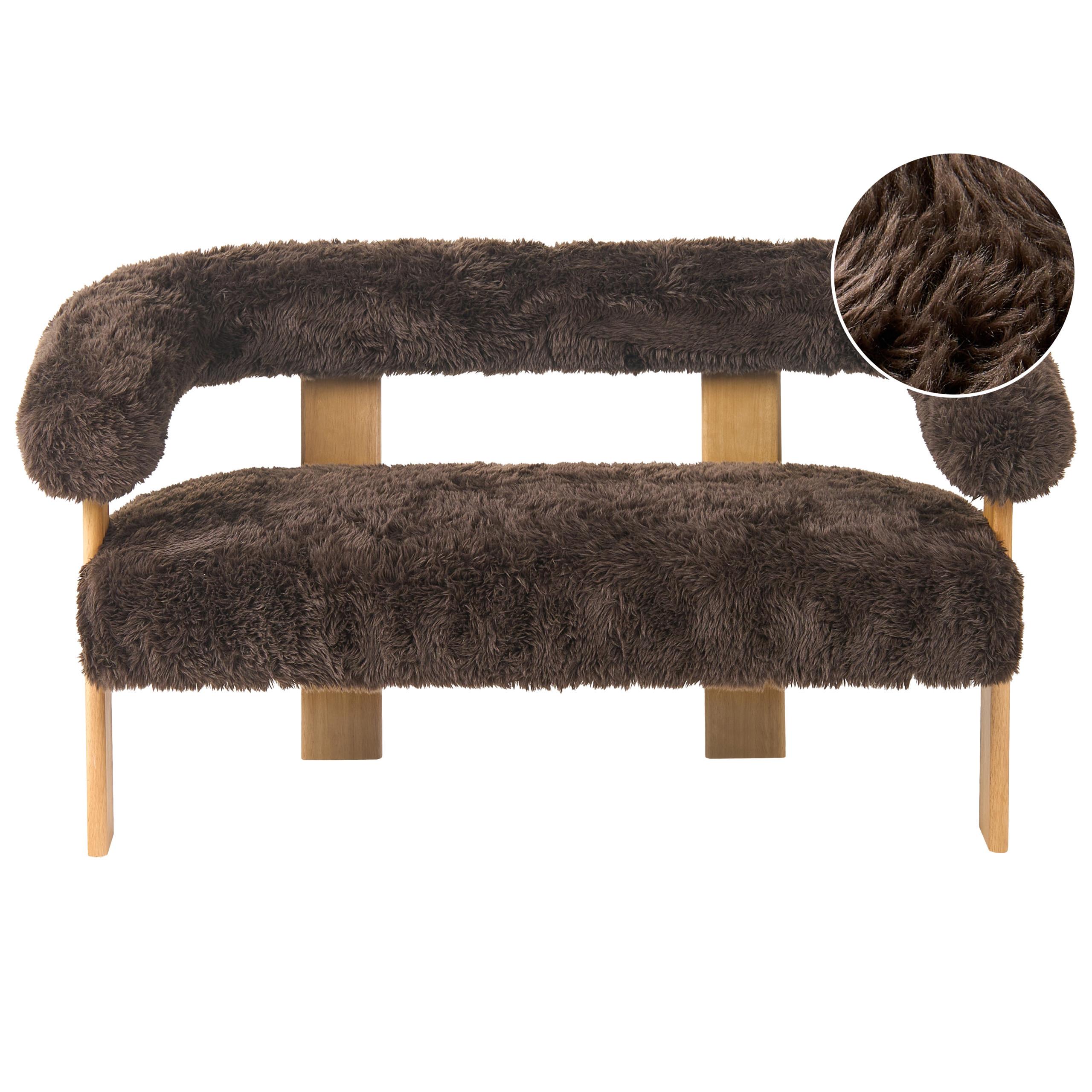 2-SITZER-SOFA Webpelz Dunkelbraun/Hellbraun Ilbro - Dunkelbraun, Textil (138/76/68cm) - Beliani