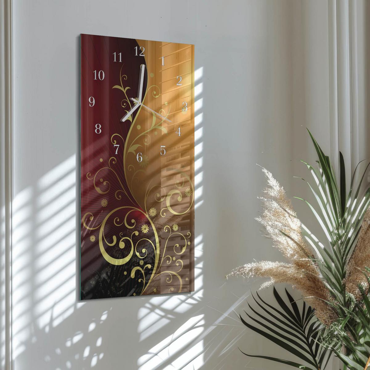 WANDUHR aus Glas 30x60 cm - Abstraktion - Rot, Glas (30/60/0.4cm) - TULUP