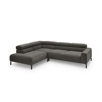 ECKSOFA MIT MOTORISCHEM SITZVORZUG DELIA Anthrazit Cord Relaxfunktion - Anthrazit/Schwarz, Textil/Metall (276/219cm) - KAWOLA