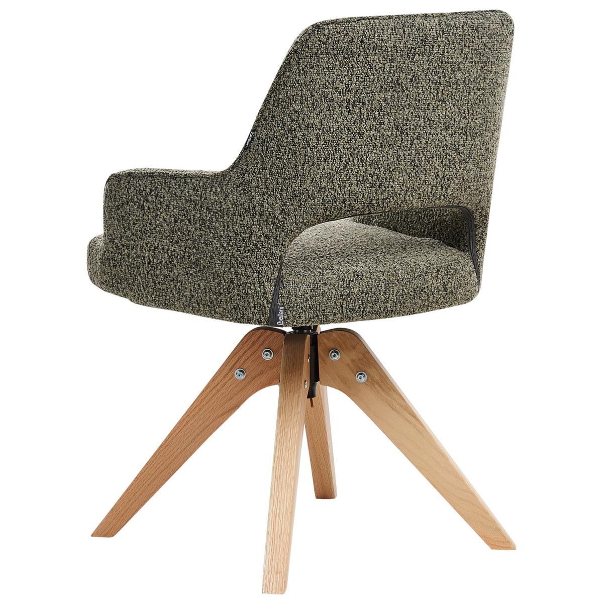 ESSZIMMERSTUHL drehbar Bouclé Grün Moravia - Braun/Grün, Holz/Textil (56/83/66cm) - Beliani