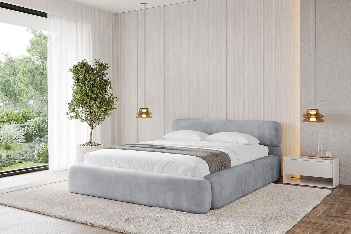 POLSTERBETT mit Bettkasten und Lattenrost, Bett mit Matratze H3/H4 - ENORA-V1 180x200 Hellgrau - Hellgrau, Holzwerkstoff/Textil (180/200cm) - ALTDECOR