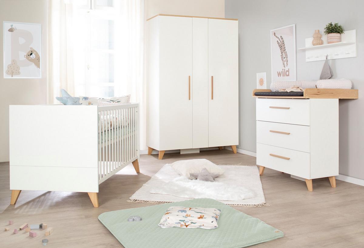 BABYZIMMER Leon 3-teilig I - Weiß, Holz (1/1/1cm) - Roba