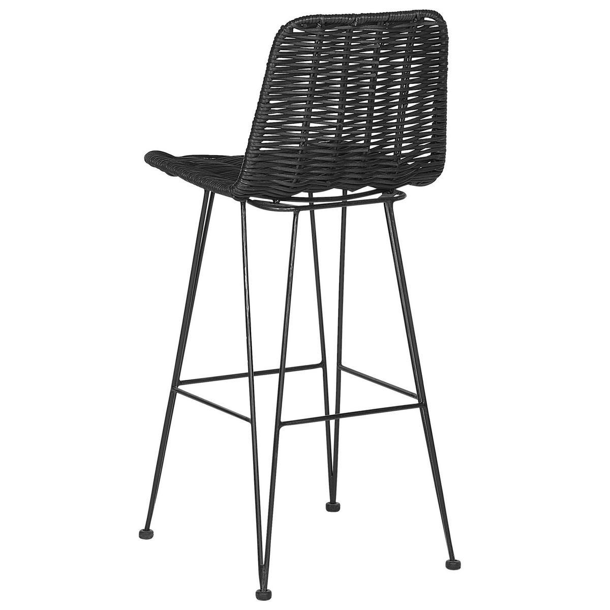 BARHOCKER 2er-Set Rattan Schwarz Cassita - Schwarz, Naturmaterialien/Metall (43/103/47cm) - Beliani
