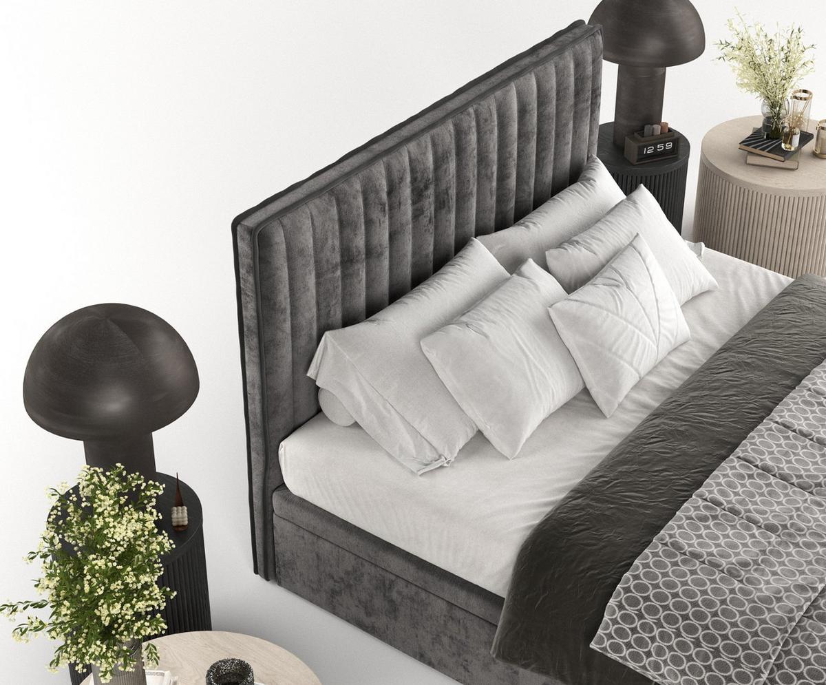 POLSTERBETT Keva mit Stauraum 160/200 cm Stahl im Lotta Stoff - Graphitfarben/Schwarz, Holz/Holzwerkstoff (160/200cm) - AltaBeds