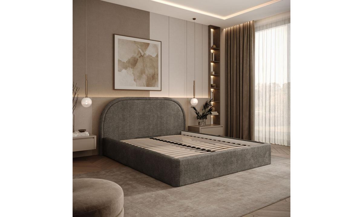 POLSTERBETT OLIVIA 140x200 cm Crem 24 34 Holzlatten - Taupe, Textil (140/200cm) - Lookway