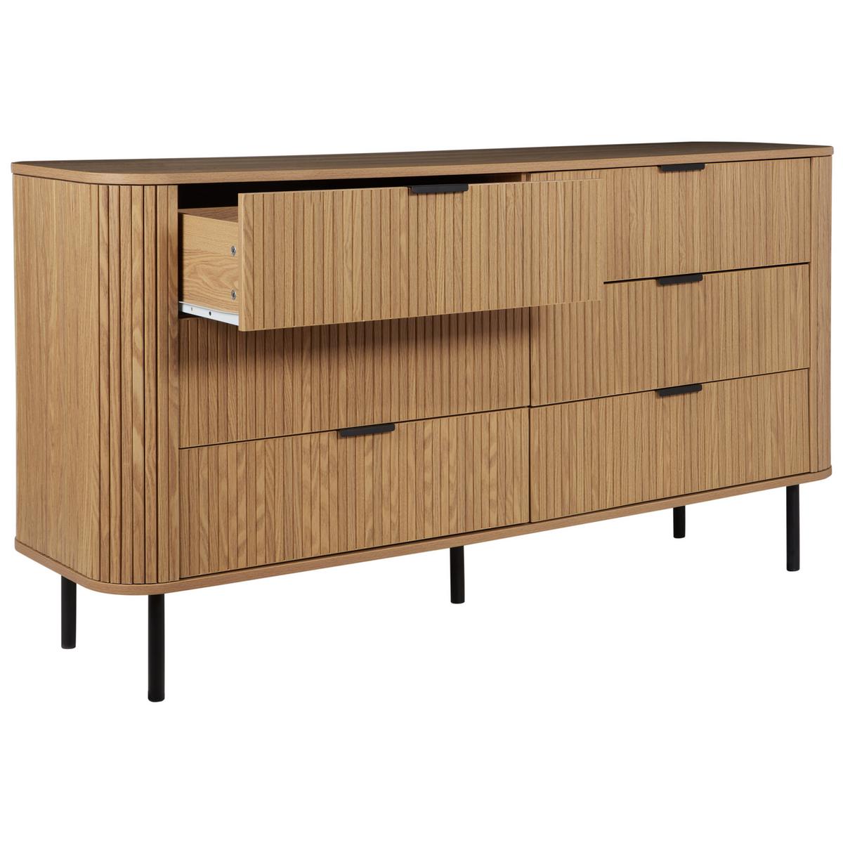 KOMMODE mit 6 Schubladen Braun Bradley - Schwarz/Braun, Holzwerkstoff (153/81/47cm) - Beliani