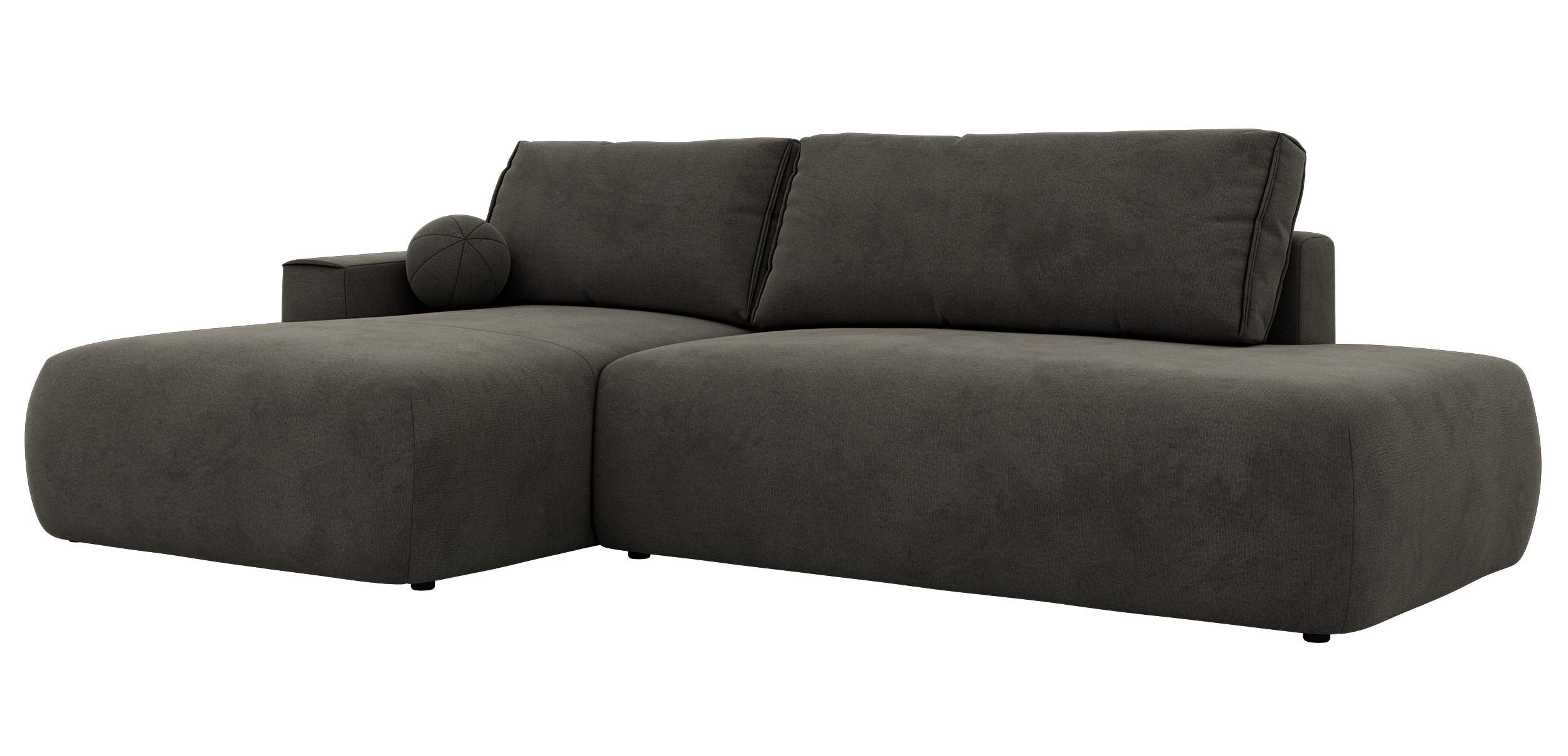 ECKSOFA TAREN L Dunkelgrau Velvet - Links - Dunkelgrau/Schwarz, Kunststoff/Textil - MKS