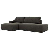 ECKSOFA TAREN L Dunkelgrau Velvet - Links - Dunkelgrau/Schwarz, Kunststoff/Textil - MKS
