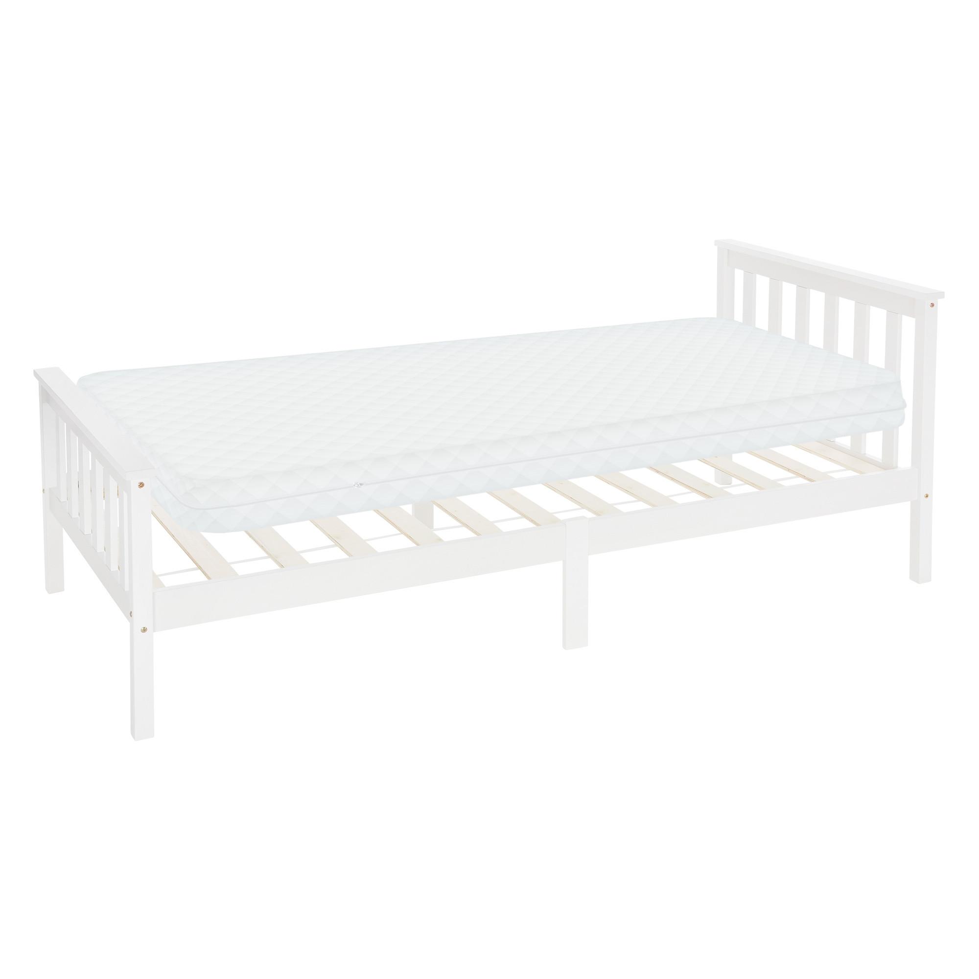 HOLZBETT 90x200 cm Weiß Kiefernholz mit Lattenrost und Matratze H10cm - Weiß, Holz (90/200cm) - ML-DESIGN