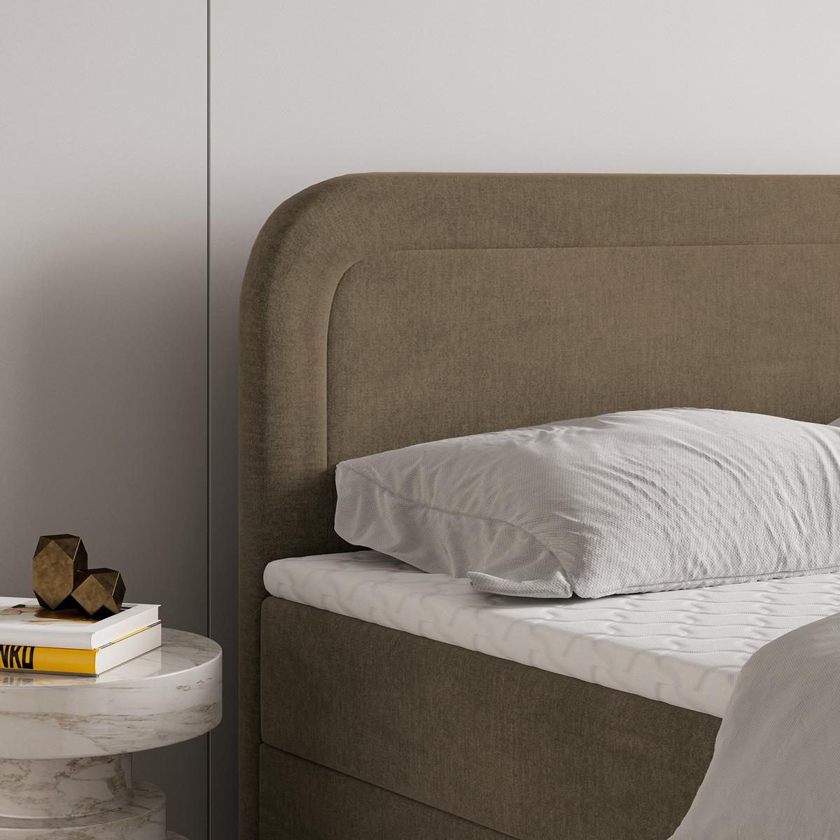BOXBETT ARMEL 140x200 cm mit Matratze und Topper - Beige - Beige, Holz (140/200cm) - MASSENO