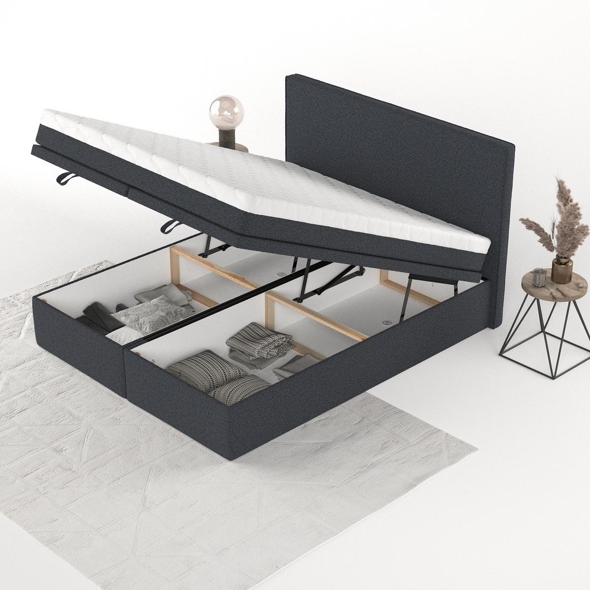 BOXBETT Zalla 140/200 cm Anthrazit im Riva Stoff - Anthrazit/Schwarz, Holz/Holzwerkstoff (140/200cm) - AltaBeds