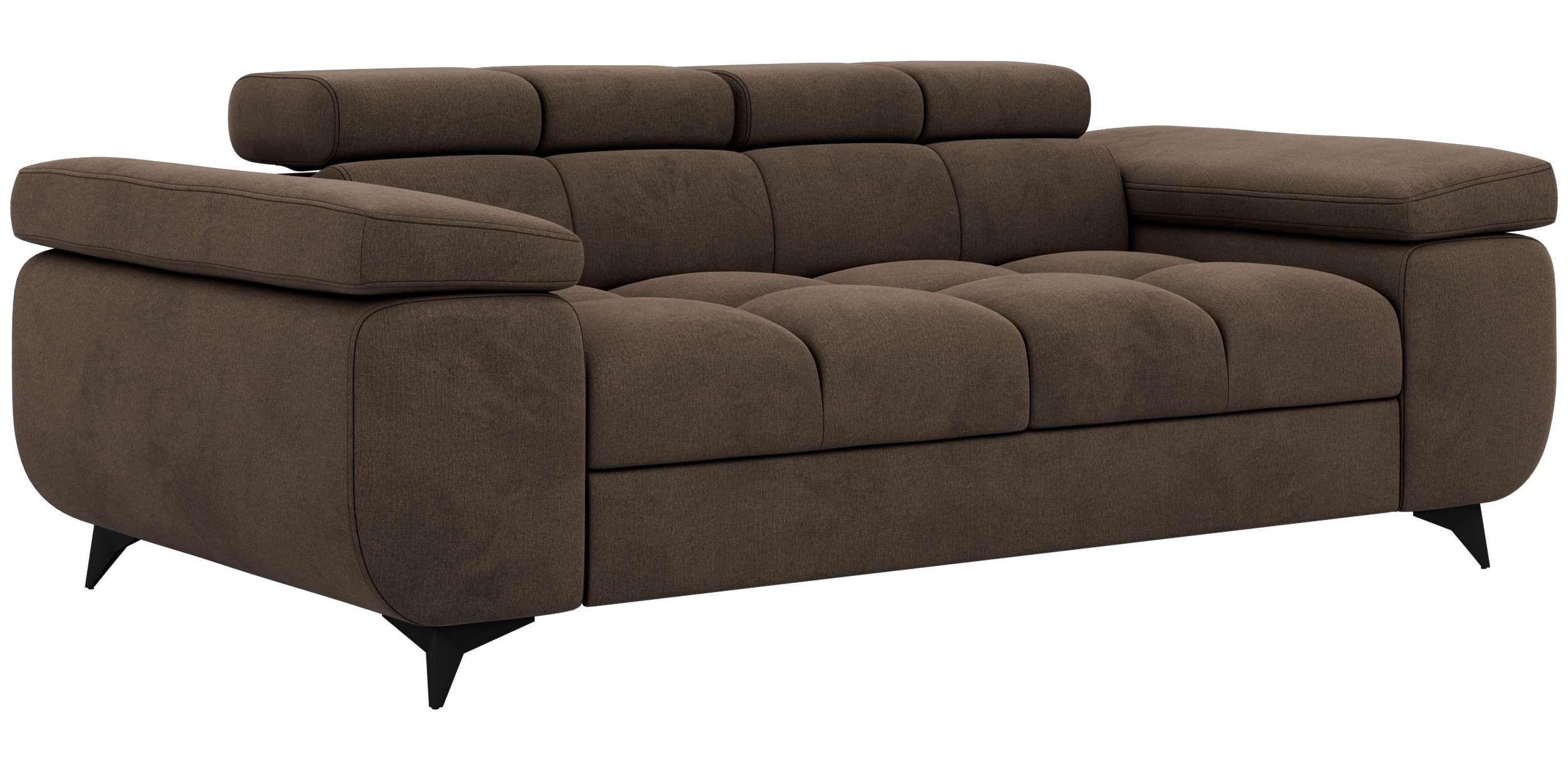 2-SITZER SOFA NIDELLO - Braun Velvet - Schwarz/Braun, Textil/Metall (194/70/97cm) - MKS
