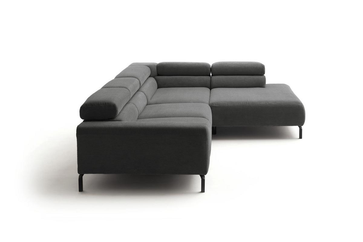 ECKSOFA DELIA Grau Cord - Schwarz/Grau, Textil/Metall (276/219cm) - KAWOLA
