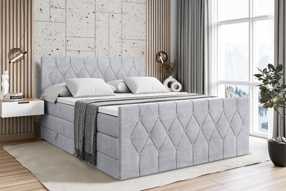 BOXSPRINGBETT VELANTO-Z KING - 120 x 200 - H3/H4 - Hellgrau - Hellgrau, Holzwerkstoff (120/200cm) - ALTDECOR