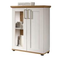 VITRINE weiß Lärche, Eiche Artisan 64 x 88 cm, Kommode im Landhaus-Stil - Silberfarben/Schwarz, Holzwerkstoff/Kunststoff (64/88/37cm) - Inn.Furn