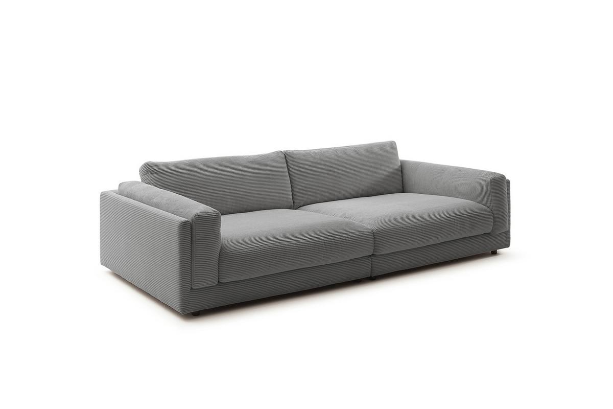 BIG SOFA RAINA Grau Cord - Schwarz/Grau, Kunststoff/Textil (294/85/150cm) - KAWOLA