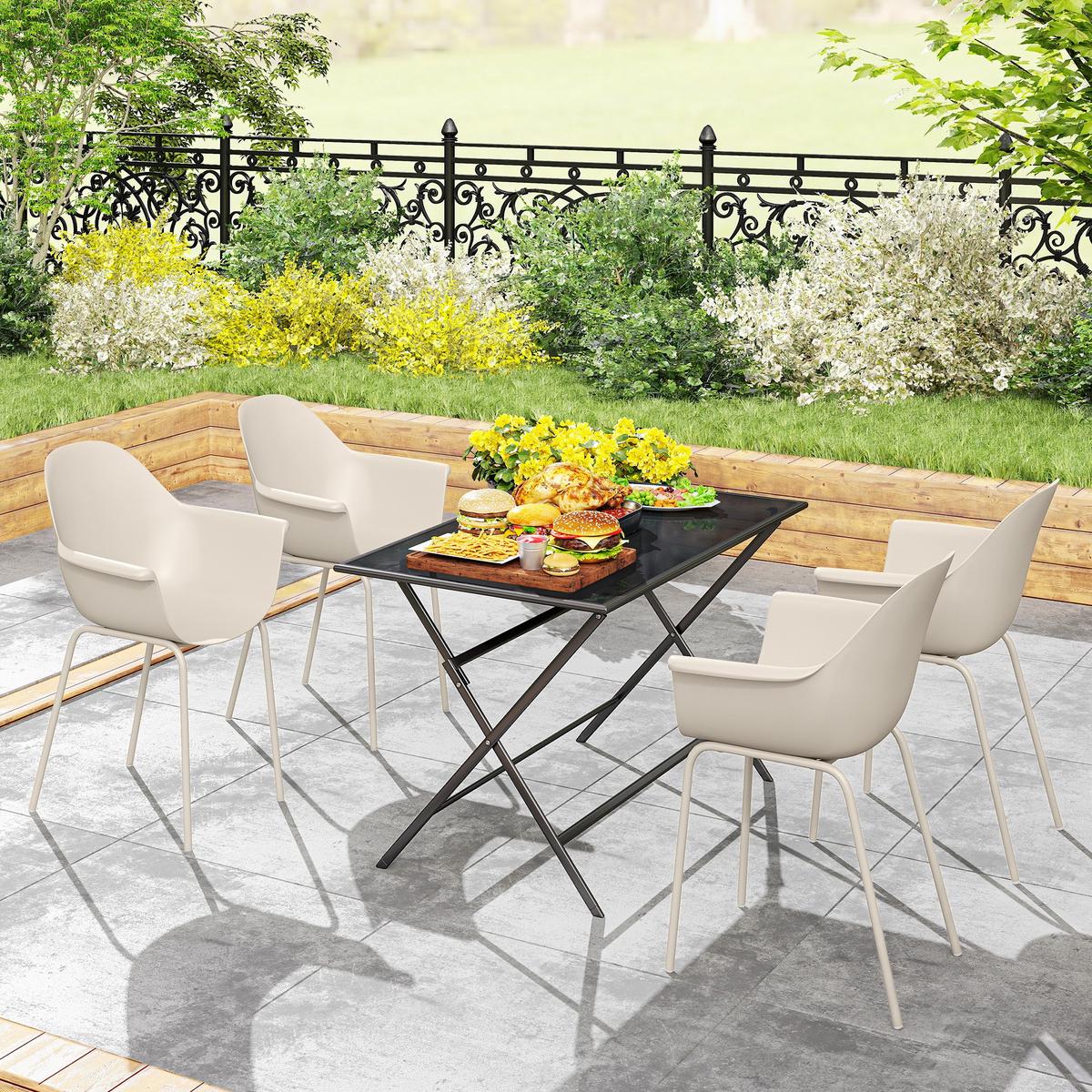 GARTENSTUHL, Stahl, Kunststoff, Grau - Grau, Metall (55/84/59cm) - Outsunny