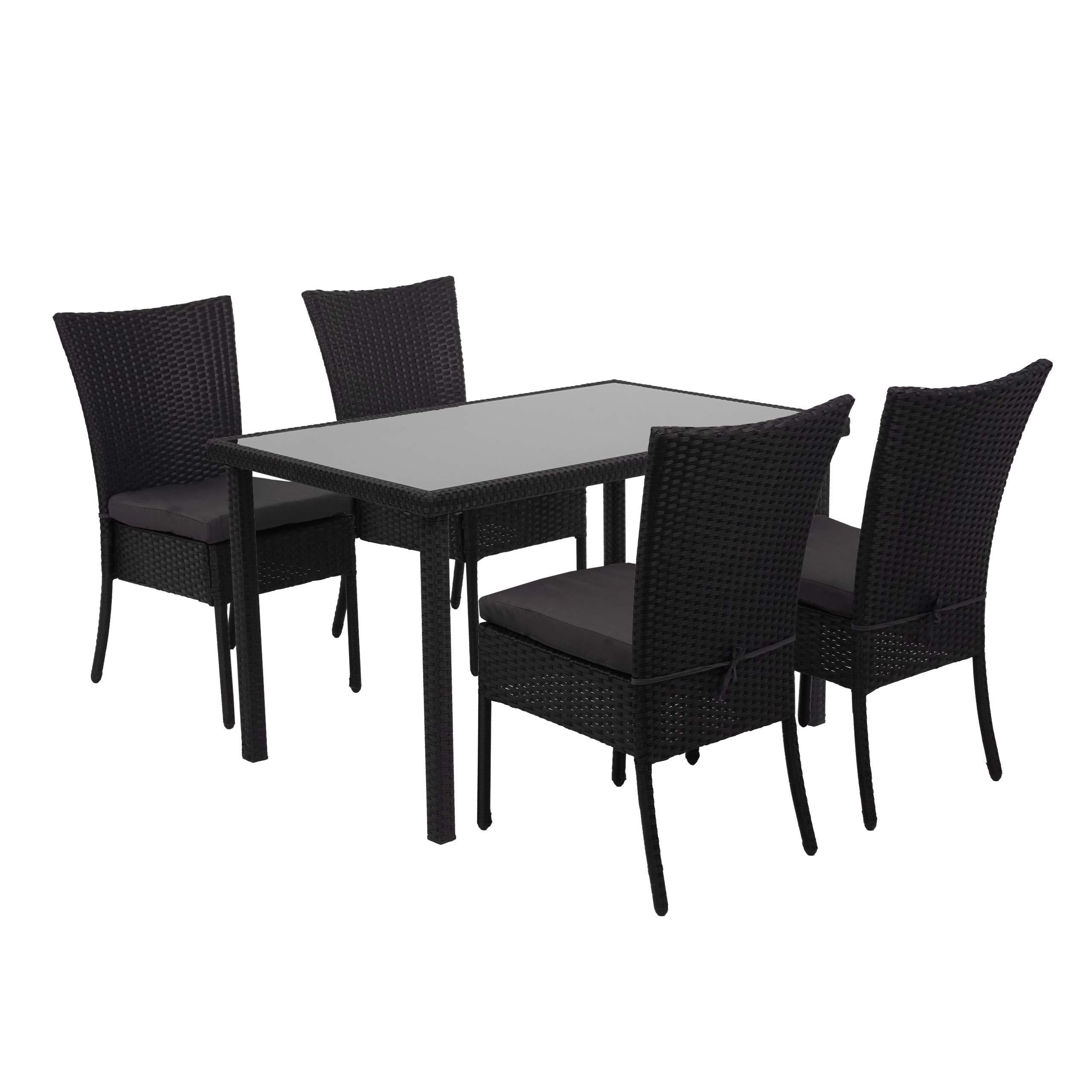 GARNITUR Schwarz, Anthrazit 5-teilig-Set - Anthrazit/Schwarz, Kunststoff - MCW