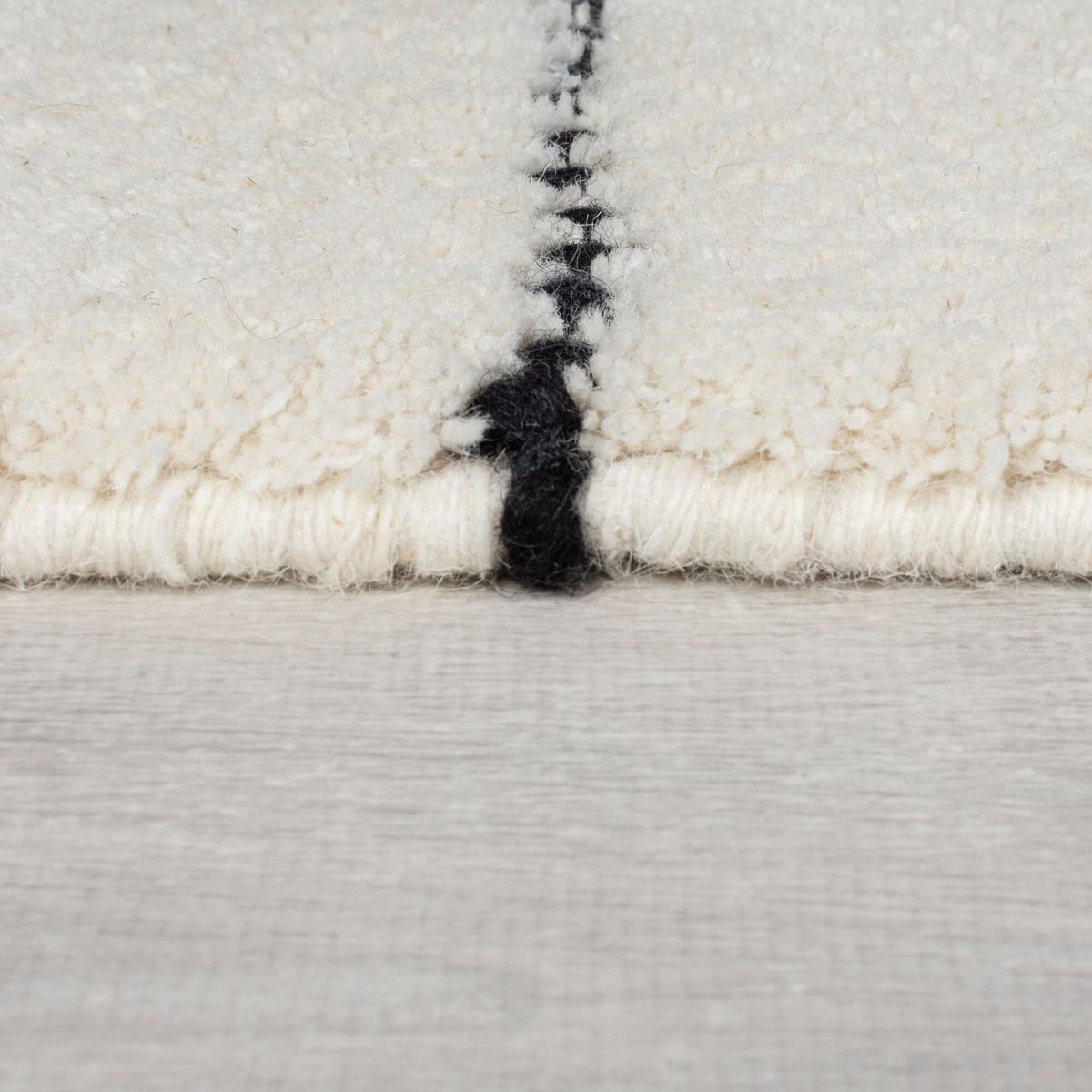 WOLLTEPPICH handgewebt THORN, gestreift, Beige-Schwarz, 120 x 170 cm - Beige, Textil (170/120cm) - KADIMA DESIGN