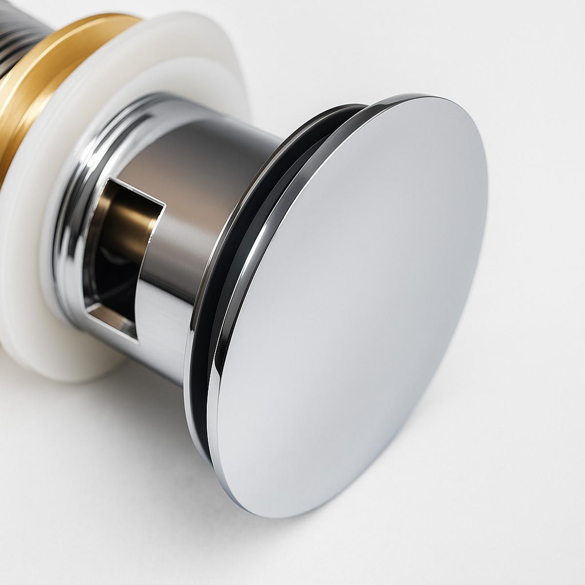 POP-UP-ABFALL Chrom mit Überlauf - Chromfarben, Metall (5/10/5cm) - Badplaats