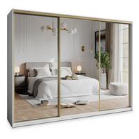 SCHWEBETÜRENSCHRANK RIEN 270/205/60 cm 3-türig mit Spiegel Weiß - Weiß, Holzwerkstoff (270/205/60cm) - MASSENO