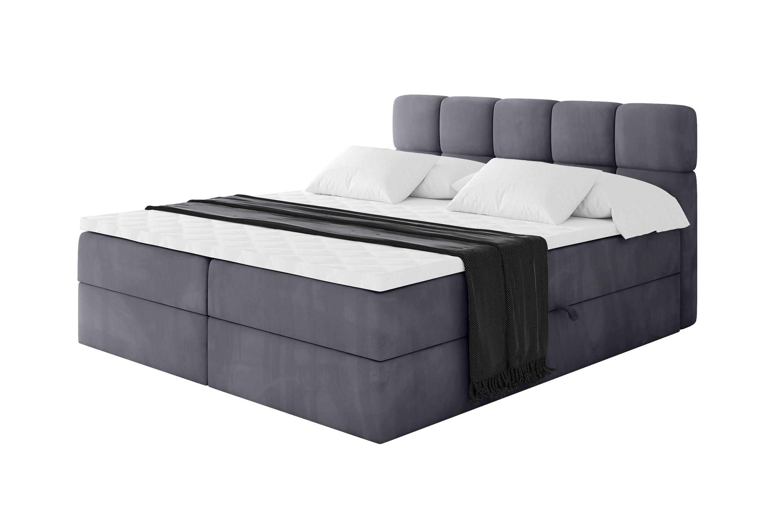 BOXBETT mit Matratze H4 - FAMA - 160x200 cm Dunkelgrau Casablanca - Dunkelgrau, Holzwerkstoff (160/200cm) - ALTDECOR