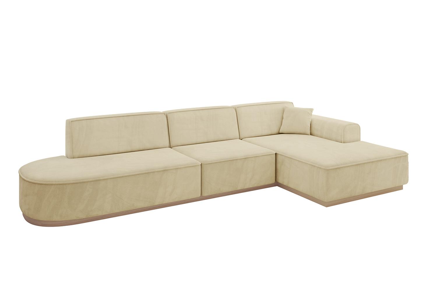 ECKSOFA Ottomane Rechts IREA-L2 - 327x165x80 cm Beige - Taupe, Holzwerkstoff/Textil (327/165cm) - ALTDECOR