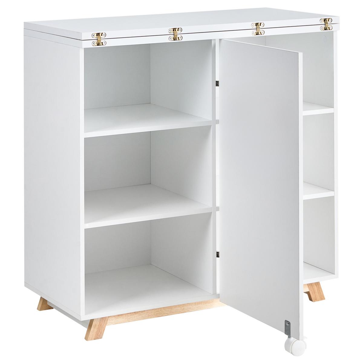 SEKRETÄR 80/40/80 cm klappbar Weiß Flomot - Hellbraun/Weiß, Holzwerkstoff (40/80/74cm) - Beliani