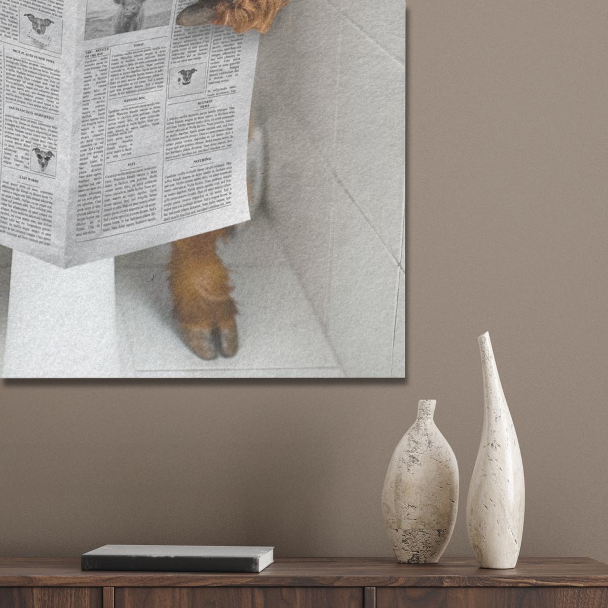 AKUSTIKBILD Schottischer Highlander - Tier - Zeitung - Toilette Wandbilder 60x80 cm - Kastanienfarben, Kunststoff (60/80/0.9cm) - MuchoWow